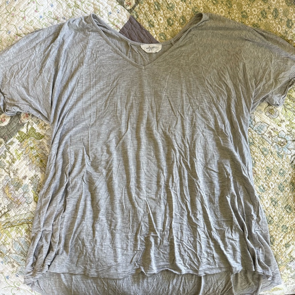 Carly Jean Los Angeles Light Gray V-Neck Boyfriend Tee
